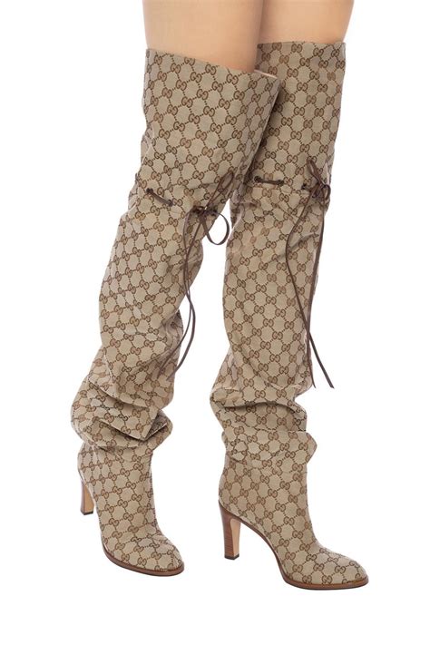 gucci slouch ankle boots|gucci print thigh high boots.